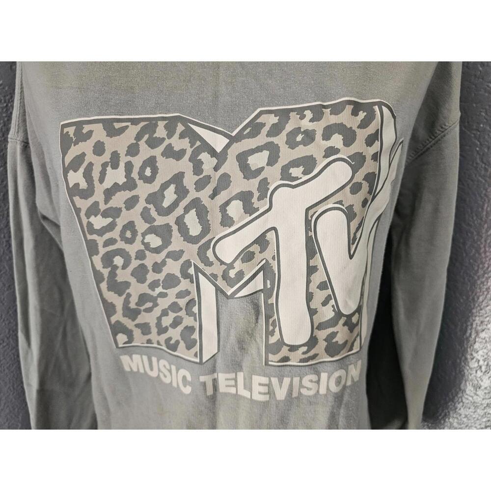 Women's 2021 MTV Pullover Sweater Music Long Sleeve Green Size X Small Leopard - Picture 6 of 10